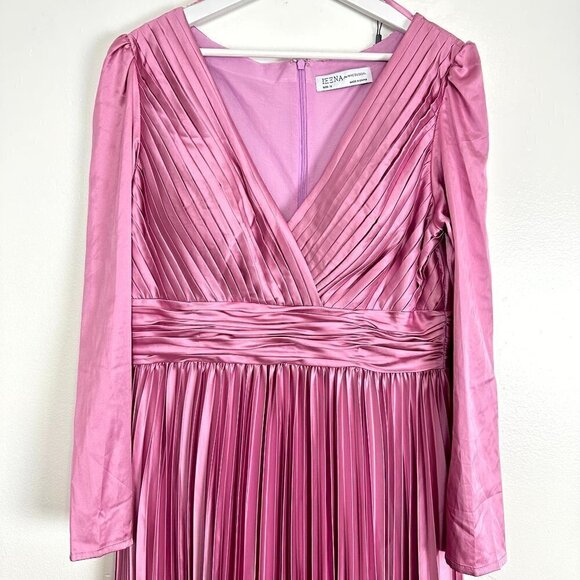 MAC DUGGAL Long Sleeve Pleated Chiffon A-Line Gown in Lilac Size US 12 - Picture 3 of 8